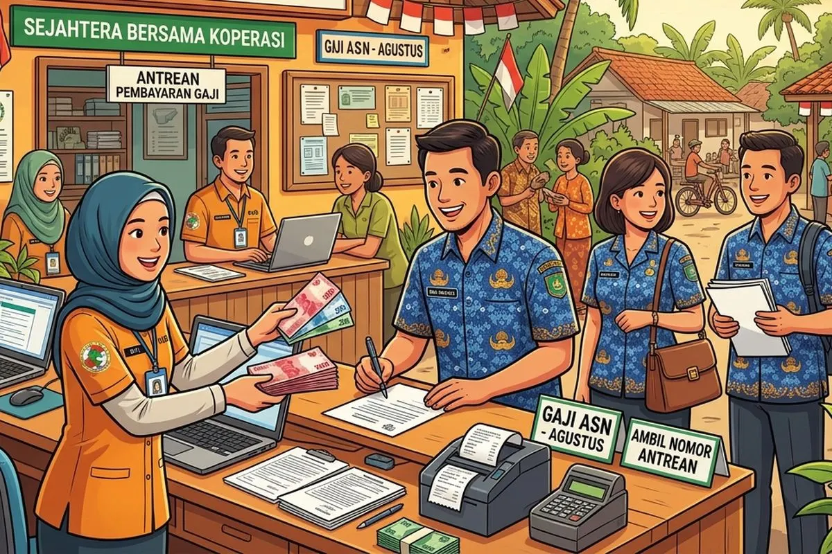 Ilustrasi rencana pembayaran gaji ASN melalui Koperasi Desa Merah Putih.
